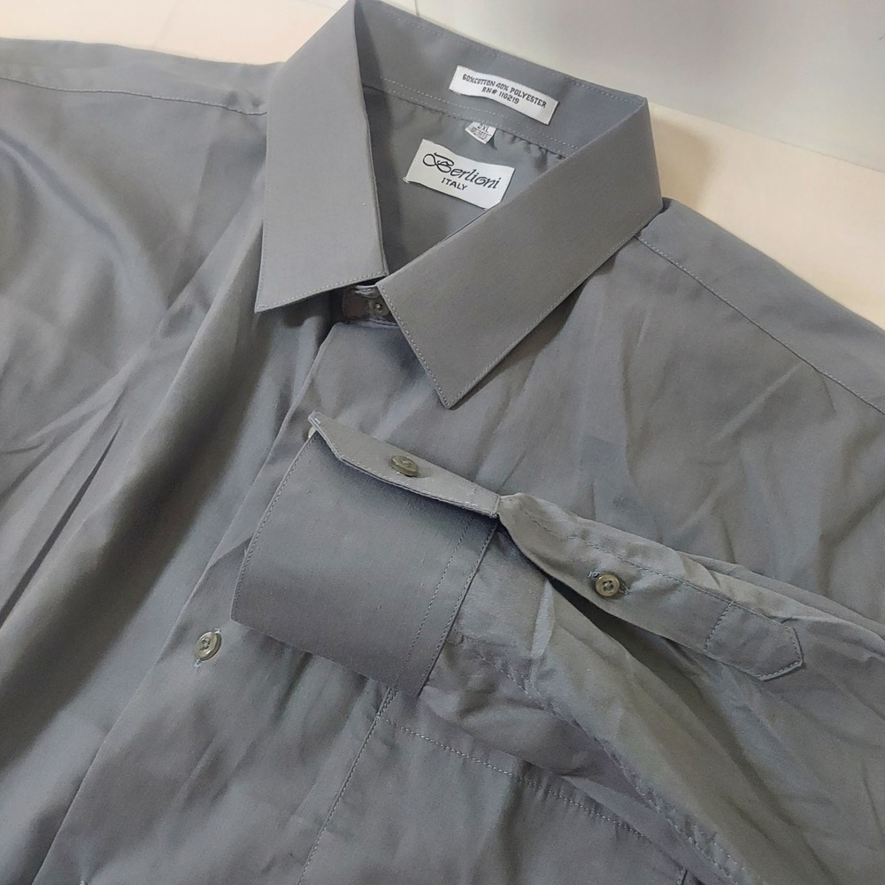 Berlioni Italy Men's Grey Long Sleeve Dress Shirt 2XL‎ 18 1/2 34/35